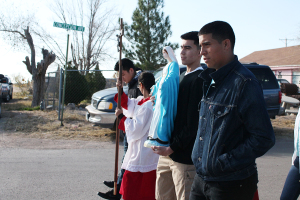 " Confirmation students from the Berino Church, carry the Virgin of Conception" around town.