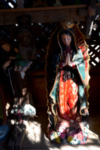 A statue of the Guadalupe is amongst the many religious articles that can be found at La Ristra in Mesilla. The main items for sale at La Ristra are different types of chills.