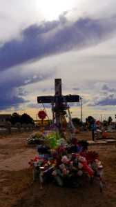 Butifully decorated grave yard located in historic Anthony New Mexico. The graves here are decorated with flowers and trinkets, most graves have home made head stones.
