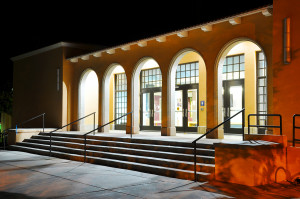 NMSU's Milton Hall building is still used by students at midnight.